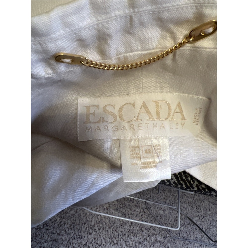 Escada Ivory Women Blazer 100% Linen Floral Embroidered Sz 42 EUR 12 US 3/4 Slv - Picture 7 of 12
